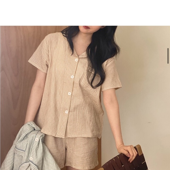 🇰🇷 juuneedu checkered plaid cotton pajama set - Picture 3 of 14